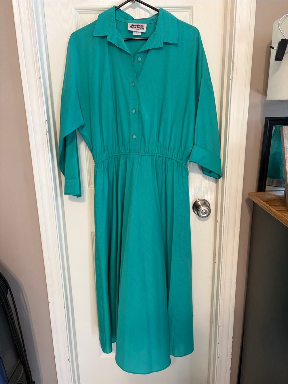 Sag Harbor Teal Collared Button-Front Midi Dress